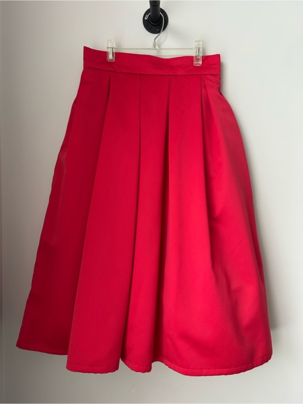Red Pleated Full Skirt